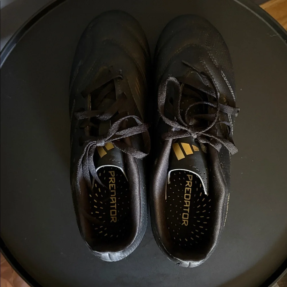 Adidas size 4 Predator Black and Gold Soccer Cleats